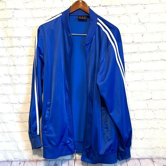Linea Uomo LU Track Jacket Mens XL Blue 2 Stripes Dazzle Full Zip Run Activewear - Picture 12 of 12